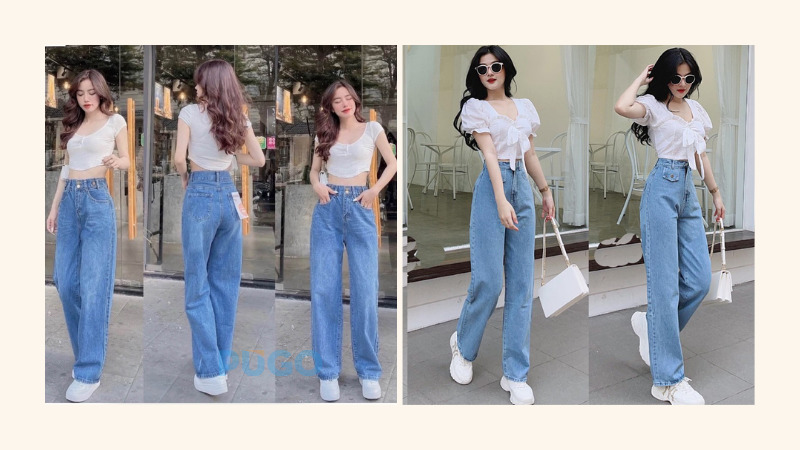 Quần jean nữ ống rộng